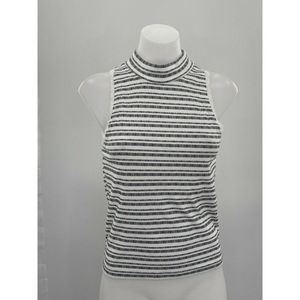 Almost Famous Women's Size M White Tank Top Striped Black White